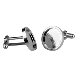 Rhodium plated 16 mm cufflinks designed for custom insert